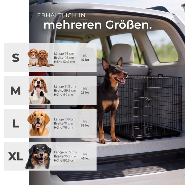 Hundekäfig Luna Gitterbox klappbar mit 2 Türen schwarz 91,5 x 59,5 x 64 cm