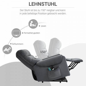 Fernsehsessel mit Aufstehhilfe Massage Dunkelgrau