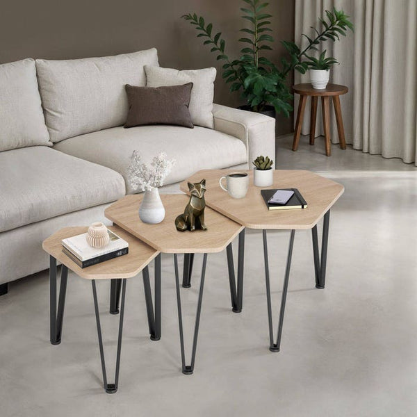 Beistelltisch-Set Torquay Industrial Holz hell, Eiche Sonoma