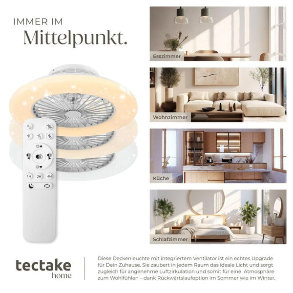 LED Deckenleuchte Storm mit Ventilator dimmbar weiss