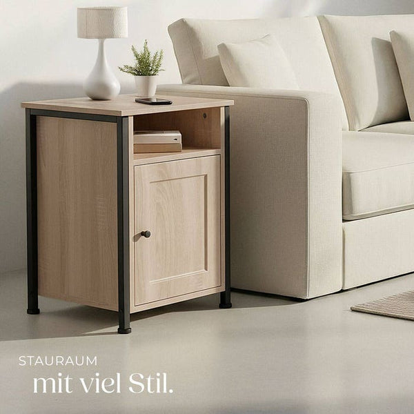 Nachttisch Blackburn 40x42x60,5cm Industrial Holz hell, Eiche Sonoma