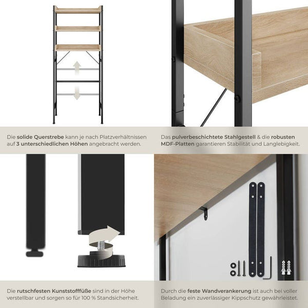 Badezimmerregal Seattle Industrial Holz hell, Eiche Sonoma 67 x 25 x 165,5 cm