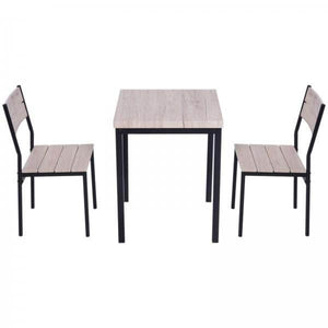3-teilige Essgruppe Holztisch Naturholzoptik + Schwarz