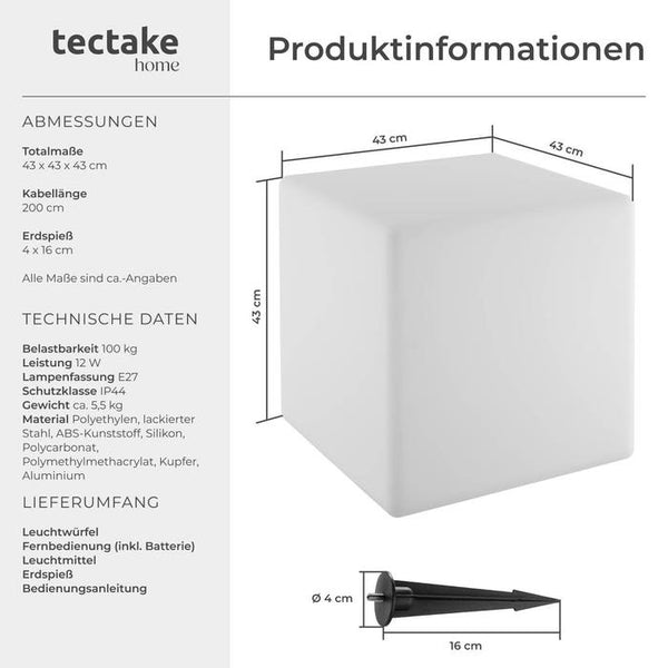 Leuchtwürfel Luminous Cube L (43 x 43 x 43 cm)