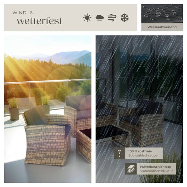 Rattan Lounge Lucca natur/dunkelgrau