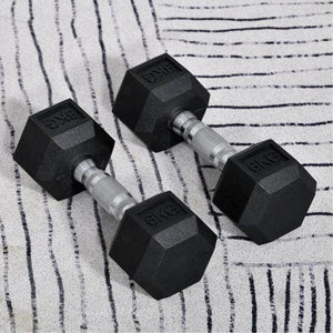 2er-Set Gummi-Hantel Fitness Hantel Kurzhantel Metall Gummi schwarz 6 KG