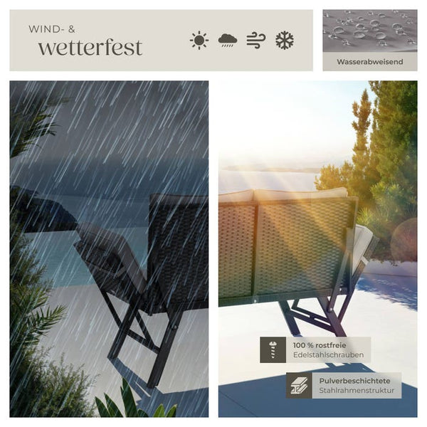 Rattan-Loungesofa Sintra hellgrau/schwarz