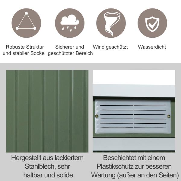 Gerätehaus Gartenhaus Geräteschuppen Hellgrün 280 x 130 x 172 cm