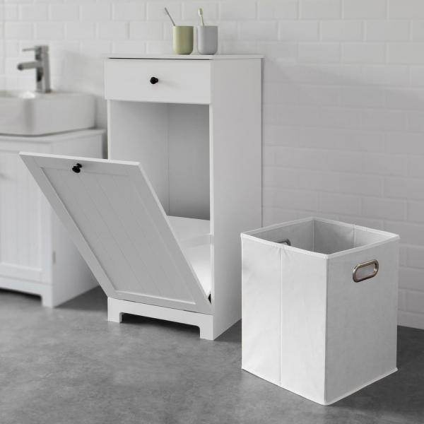 Wäscheschrank mit Wäschesack | Wäschesammler | Wäschekorb Weiss