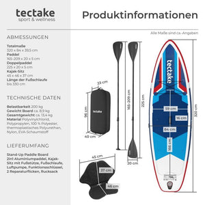 Stand-Up Paddle Board 2in1 Poseidon rot/blau 320 cm ohne Kamerahalterung