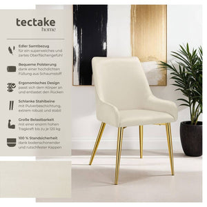 Polsterstuhl Avane, Samtoptik, Belastbarkeit 120 kg beige 6er Set