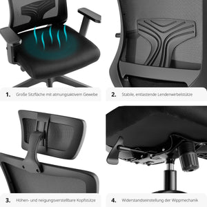 Phoibe ergonomic office chair with adjustable headrest