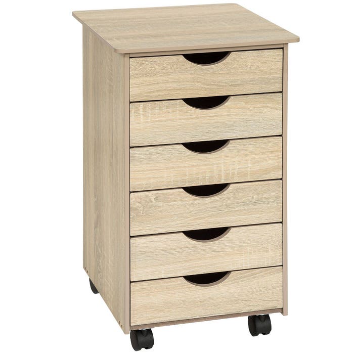 Wooden rolling container, oak/light