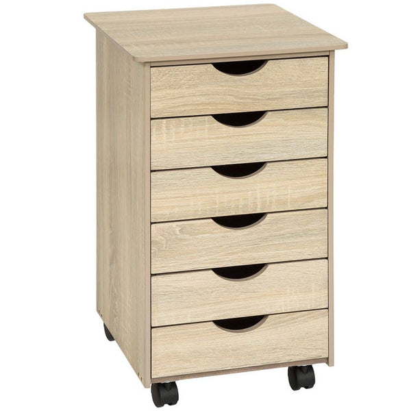 Rollcontainer aus Holz eiche/hell