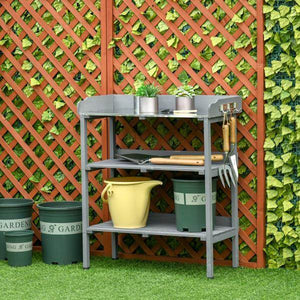 Pflanztisch Gärtnertisch Blumentisch mit Metall Arbeitsfläche