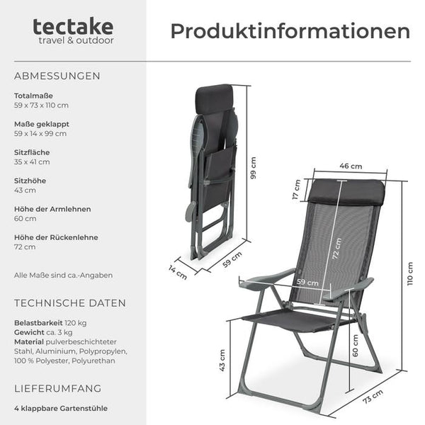 4er Set Gartenstuhl Maurine anthrazit