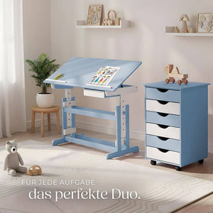 Kinderschreibtisch und Rollcontainer, blau