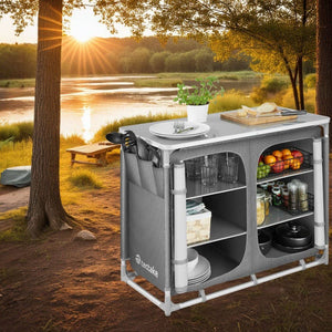 Camping kitchen 97x47.5x78cm gray