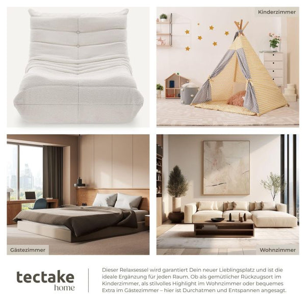 Relaxsessel Logo Premiumschaumstoff Bouclé creme