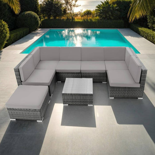 Rattan Lounge Venedig grau