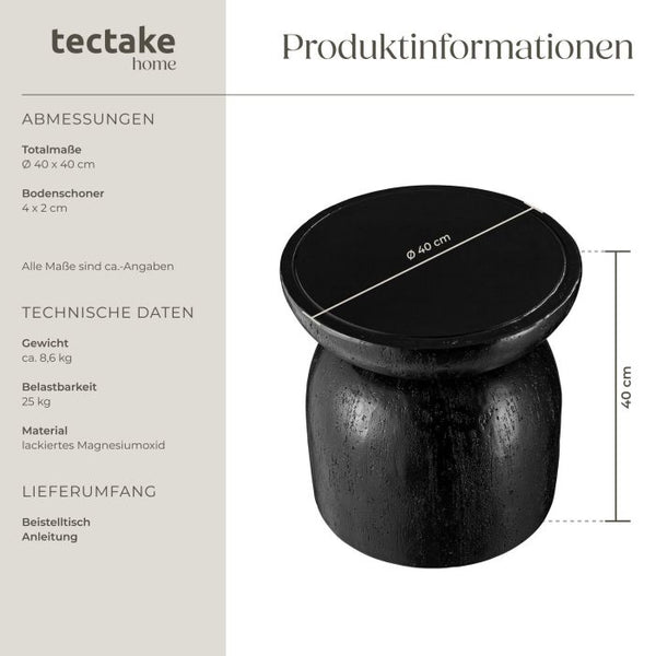 Beistelltisch Anisa rund In- und Outdoor schwarz Ø 40 x 40 cm