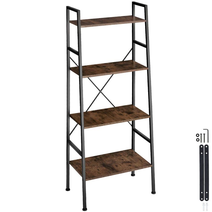 Scaffale a scala Liverpool 61,5 x 36,5 x 150 cm - marrone scuro industriale 