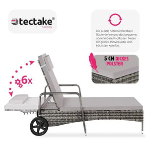 Sonnenliege Cassis Aluminium Rattan grau
