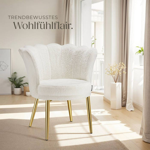Sessel Stella Kunstfell creme/gold