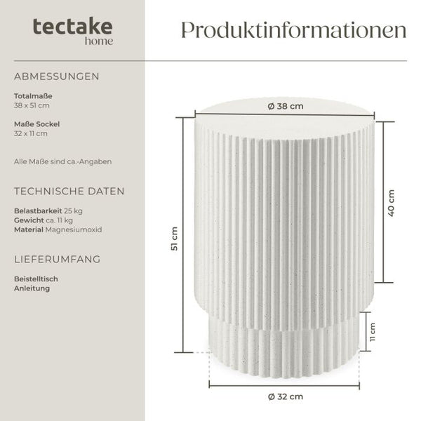 Beistelltisch Amira rund In- und Outdoor beige Ø 38 x 51 cm