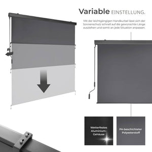 Eloise vertical awning, dark grey, 180 x 250 cm 