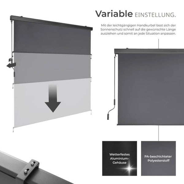 Eloise vertical awning, dark grey, 180 x 250 cm 