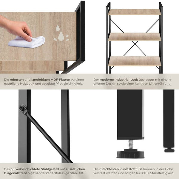 Regal Leeds Industrial Holz hell, Eiche Sonoma