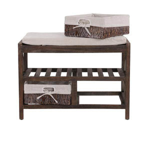 Schuhregal Sitzbank Schuhablage, Shabby-Look Vintage 45x65x34cm braun