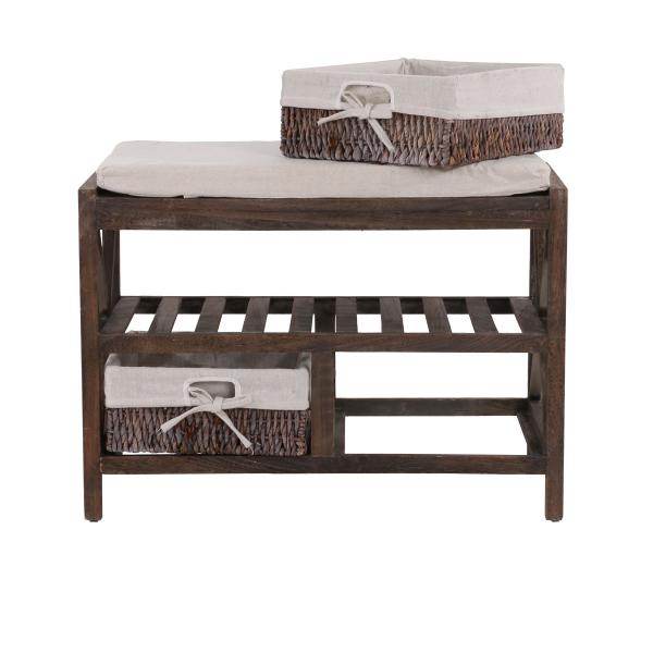 Schuhregal Sitzbank Schuhablage, Shabby-Look Vintage 45x65x34cm braun