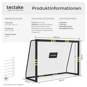 Fussballtor Harry wetterfest schwarz 244 x 86 x 164 cm