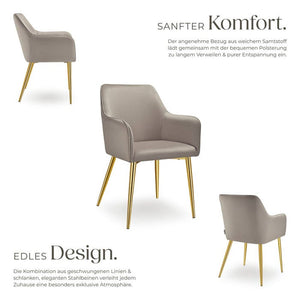 Armlehnstuhl Avane, Samtoptik, gepolstert taupe 6er Set