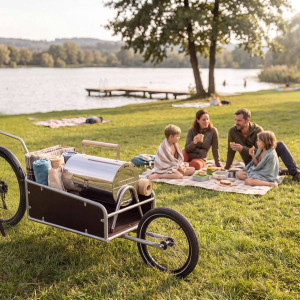 Edelstahlgrill mit 2 Grillflächen und 2 Kohlewannen silber