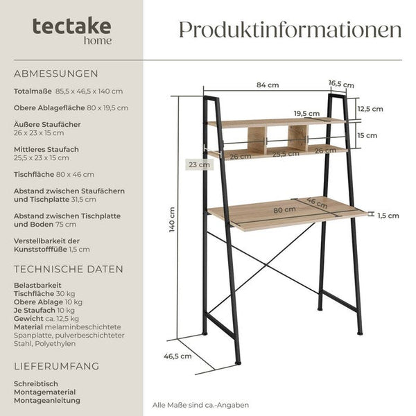 Schreibtisch Exeter Industrial Holz hell, Eiche Sonoma