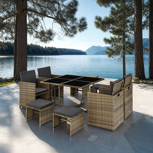 Rattan Sitzgruppe Bilbao 4+4+1 natur