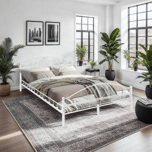 Metallbett mit Lattenrost im romantischen Design weiss/weiss 200 x 140 cm