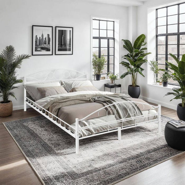 Metallbett mit Lattenrost im romantischen Design weiss/weiss 200 x 140 cm