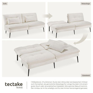 Schlafsofa Tokio 3in1 mit neigbarer Rückenlehne creme-weiss