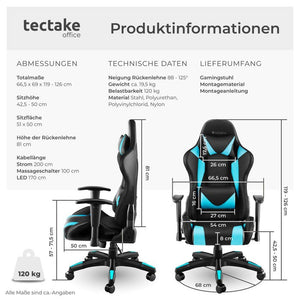 Tartaros gaming chair black/azure 