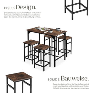 Bartisch-Set Edinburgh Industrial Holz dunkel, rustikal