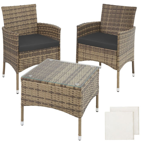 Rattan Gartenset Luzern 2+1 - natur