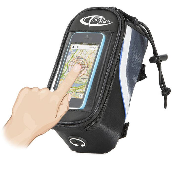 Fahrradtasche mit Rahmen-Befestigung für Smartphones schwarz/grau/blau 18 x 8,5 x 8,5 cm