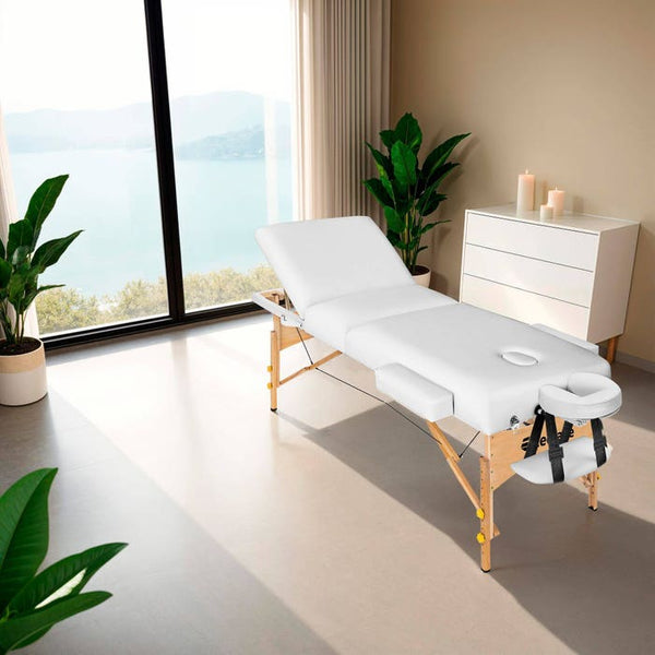 3 Zonen Massageliege-Set weiss