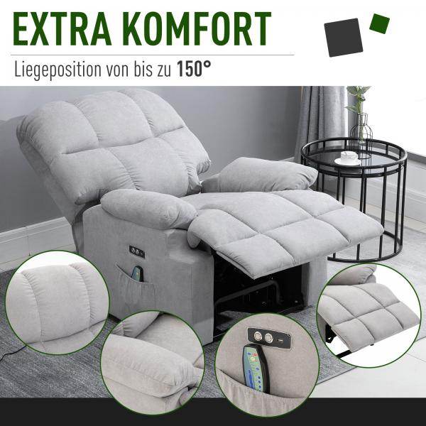 Massagesessel mit Wärmefunktion Flanell 83 cm x 95 cm x 105 cm