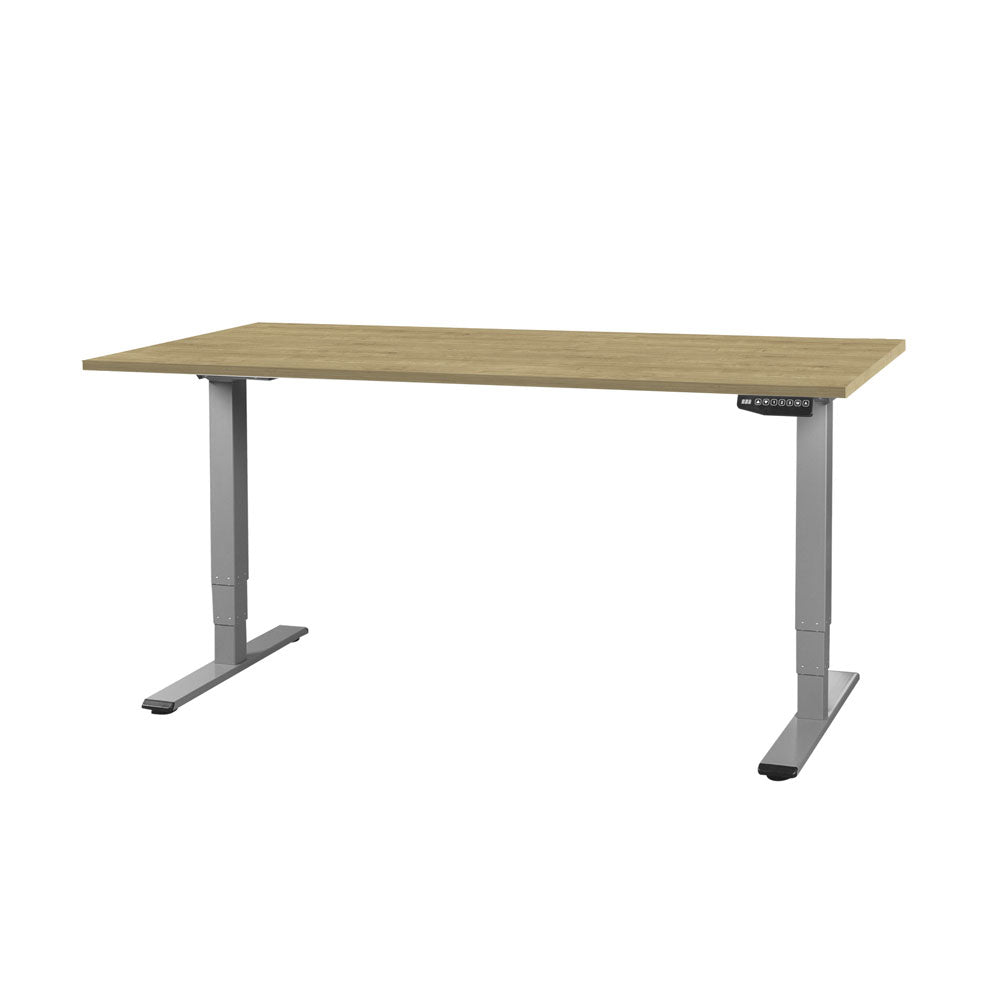 CONTINI höhenverstellbarer Bürotisch 1.4x0.8m Eiche / Gestell ET225E dunkelgrau RAL 7045