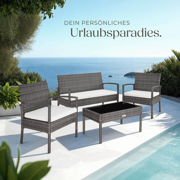 Rattan Sitzgruppe Sparta 3+1 grau